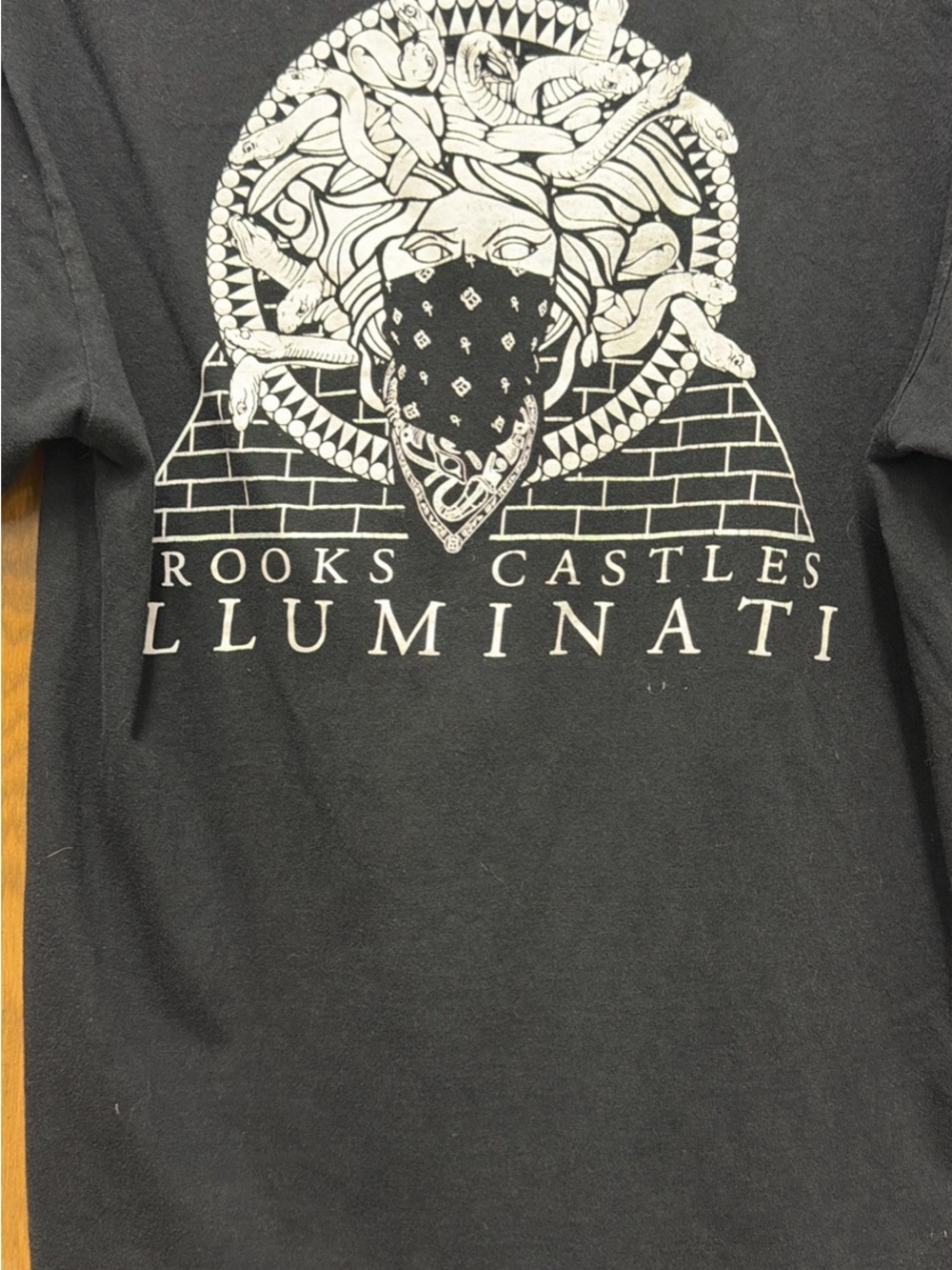 Crooks & Castles Black Long Sleeve Tee with White Medusa Illuminati Graphic